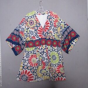 Eshakti Wayward Fancies Kimono Dress 1X-18W Floral Colorful Kimono Sleeve Mini